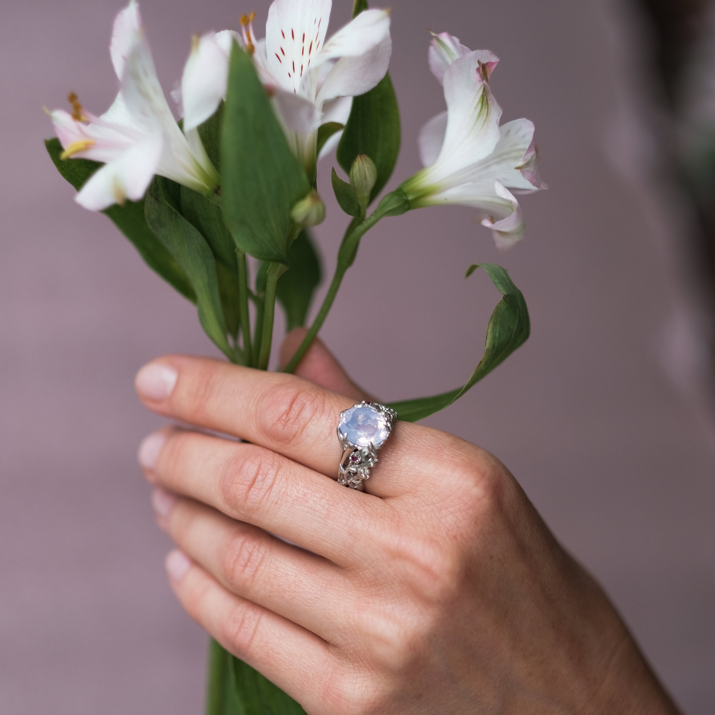 Lavender Quartz Ring | Sterling Silver Promise Ring | Boho