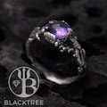 Amethyst Ring Silver for women "Isla" | Amethyst Engagement ring | Vintage Antique ring for women | Womens Branch Ring | Amethyst jewelry product logo