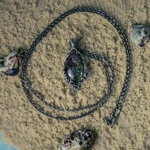 Lodolite Necklace Blackened Silver Charm Sea Pendant Gemstone Necklace Pendant Ocean Seashell Pendant Anniversary Pendant For Her image 8