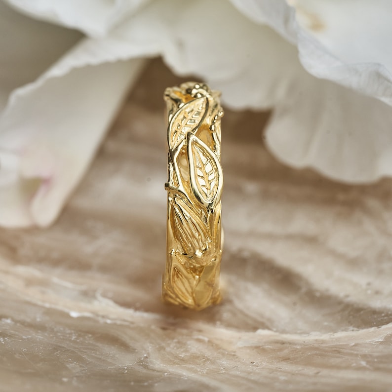 Gold Wedding Band Men Amadeo Mens Anniversary Band Boho Promise Ring