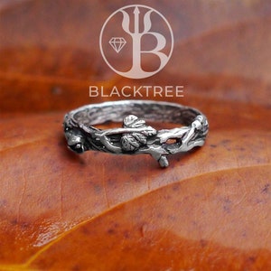 Womens Wedding Band &quot;Mio&quot; | Wedding bands women | Wedding band set | Wedding ring set | Sterling Silver ring | Twig ring | Flower ring