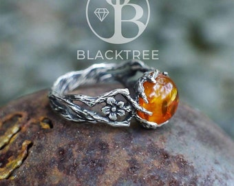 Amber Ring "May" | Antique rings | Rings for women | Amber jewelry | Sterling silver ring |  Boho jewelry | Bohemian ring |  Engagement ring