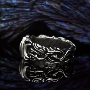 Alliance pour homme Soma Bague en argent sterling Bague de promesse épaisse pour lui Bague de déclaration Boho Bijoux pour hommes Boho Bague inspirée de la nature image 5