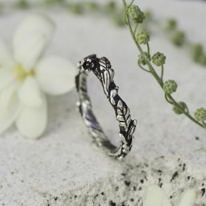 Ehering für Frauen Mona Eheringe für Frauen Damen Ehering Sterling Silber Ring für Sie Zweigring Blumen Ring Bild 5