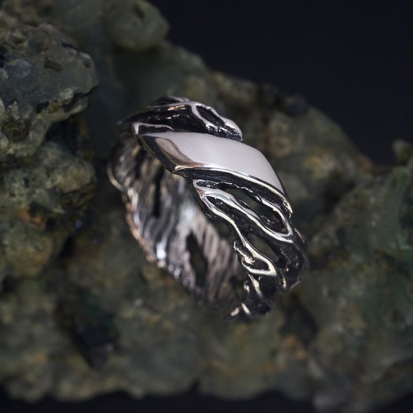 Mens Wedding Band "Vivienne" | Branch Ring for Men | Sterling Silver Ring | Statement Ring For Him | Boho Twig Ring | Bohemian Mens Jewelry