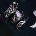Fire Opal Wedding Ring Set "Vivienne" | His And Hers Rings | Silver Ring Set | Couple Ring Set | Matching Wedding Band Set | Engagement Ring product logo