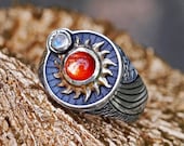 Celestial ring Stargaze , Sun Moon Silver fine gold ring Celestial Jewelry Multistone ring for women Statement ring Mens ring