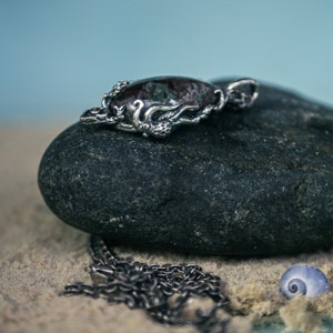 Lodolite Necklace Blackened Silver Charm Sea Pendant Gemstone Necklace Pendant Ocean Seashell Pendant Anniversary Pendant For Her image 4