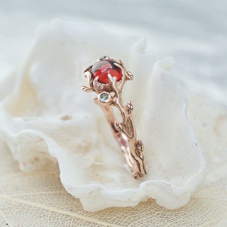 Garnet Ring Rose Gold Glory Rose Gold Engagement Ring for women Rose Gold Ring Rose Gold Wedding Ring 14K Gold ring Garnet ring image 8