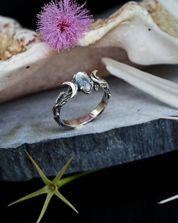 Square Moonstone Sterling Silver Ring - Boho Chic Jewelry For Women, Gift Box Included (Size 6-9)