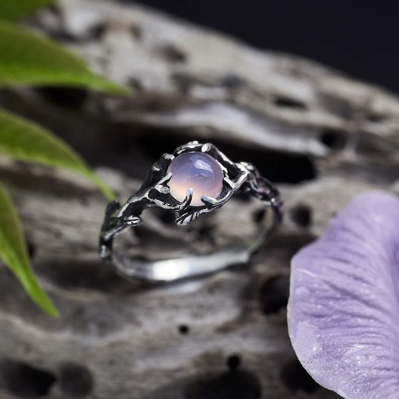 Rose Quartz Engagement Ring, Vintage Promise Ring for Her