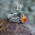 Amber Ring | Nature Lover Gift | Sterling Silver Ring | Statement Gemstone Ring | Boho Engagement Ring | Floral Promise Ring | Amber Jewelry product logo