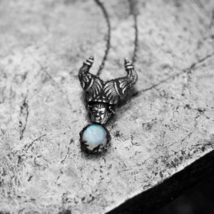 Moonstone Pendant Magnificent Goth jewelry Moonstone necklace Gothic necklace Goth necklace Goddess necklace zdjęcie 3