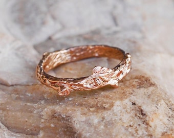 14K Rose Gold Wedding Band "Mio" | Vintage wedding band | Womens wedding band | Rose Gold Ring | Gold ring for women | Twig ring Flower ring