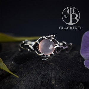 Rose Quartz Engagement Ring for women April Rings for women Rose Quartz Jewelry Crystal Engagement ring Nature Branch Flower Ring image 5