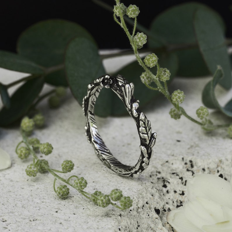 Ehering für Frauen Mona Eheringe für Frauen Damen Ehering Sterling Silber Ring für Sie Zweigring Blumen Ring Bild 6
