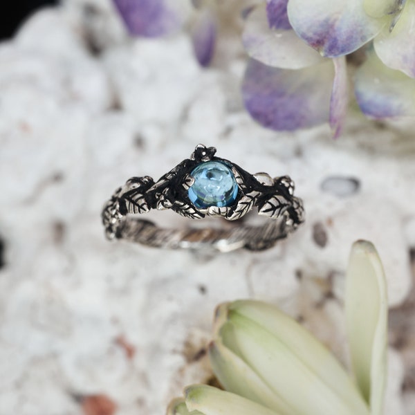 Blautopas Ring “Sky” | Boho Natur Ring | Blauer Stein Ring | November Geburtsstein Ring | Hippie Ring | Sterling Silber Ring | Verlobungsring