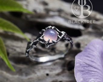 Rosenquarz Verlobungsring für Frauen " Ringe für Frauen | Rosenquarz Schmuck | Kristall Verlobungsring | Natur Ast Blumen Ring