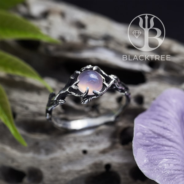 Rose Quartz Engagement Ring for women "April" | Rings for women | Rose Quartz Jewelry | Crystal Engagement ring | Nature Branch Flower Ring