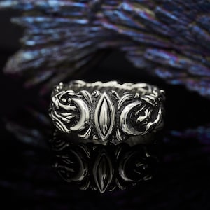 Alliance pour homme Soma Bague en argent sterling Bague de promesse épaisse pour lui Bague de déclaration Boho Bijoux pour hommes Boho Bague inspirée de la nature image 1