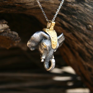 Elephant pendant for men with 2 Yellow Tourmaline Lord Ganesh Sterling Silver pendant for women Elephant Necklace for women zdjęcie 4