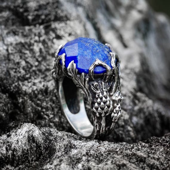 Gold Plated Blue Stone Traditional Finger Ring| Artificial Jewellery –  Silvermerc Designs