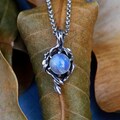 Rainbow Moonstone Pendant Louise | Everyday Oxidized Silver Leaf Necklace | Nature Inspired Jewelry | Handmade Botanical Gift For Her product logo