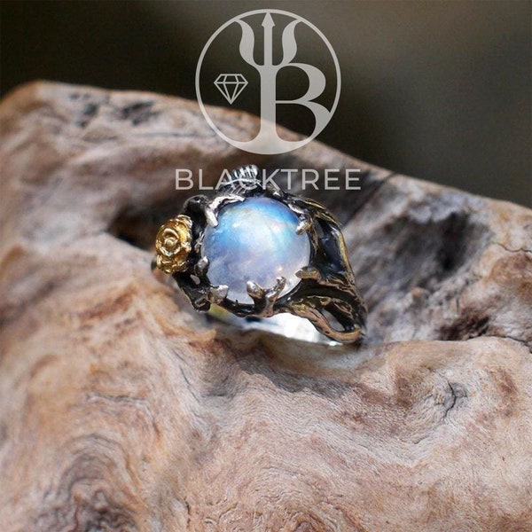 Moonstone Engagement Ring "Cleo" | Moonstone ring | Sterling Silver ring | Gifts for women | Anniversary gifts | Flower ring for women