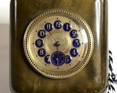 Vintage ART DECO Bakelite Blue Enamel Table Clock - French Movement - Recent Service