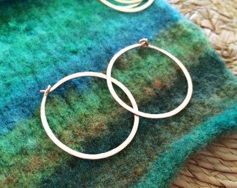 Reserved for CA ~ Custom Hammered Rose Gold Hoops 1 5/8"