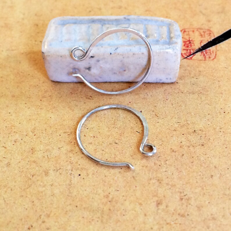 Sterling Silver Ear Wires 21g Handmade Silver Hoop Ear Wires Artisan Earring Findings image 1