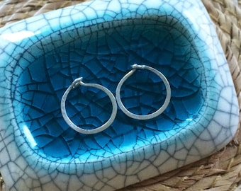 Tiny Silver Hoops 10mm Small Sterling Silver Hammered Hoop Earrings Sleeper Hoops Huggie Hoops Artisan Hoops