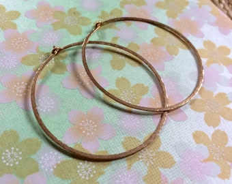 Gold Hammered Hoops 1.5" Classic Gold Texture Hoops 14kt Gold Fill Hoop Earrings Artisan Hoops Wire Jewelry