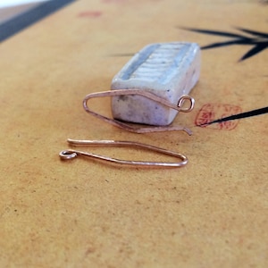 Handmade 14k Rose Gold Fill French Style Earwires 21g Hammered Diamond Marquise Ear Wires Artisan Earwires Trapeze Style Ear Wires