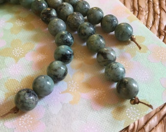 28pcs 8mm Green Kambaba Jasper Beads Natural Stone Beads