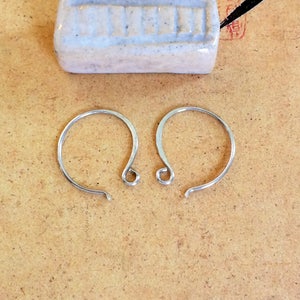 Sterling Silver Ear Wires 21g Handmade Silver Hoop Ear Wires Artisan Earring Findings image 2