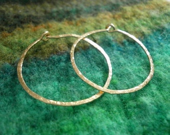 Hammered Gold Hoops 14kt Gold Fill Hoop Earrings Sleeper Hoops Small Everyday Gold Hoops Wire Jewelry