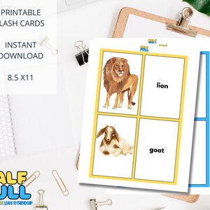 Animals Watercolor Cards | Montessori flashcards | Pre-School Cards | Educational Printable Cards | Instant Download | Digital Download