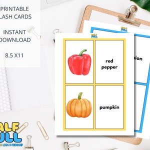 Cartes d'aquarelle de légumes | Flashcards Montessori | Cartes préscolaires | Cartes imprimables éducatives | Téléchargement instantané | Téléchargement numérique