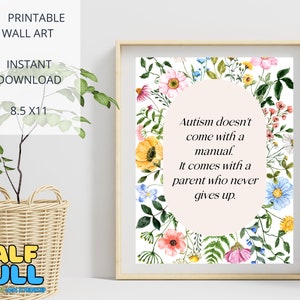 Neurodiversity Vertical Poster, Autism doesn&#39;t come with a manual, Neurodiversity Poster, Printable Wall Art | Flower art poster