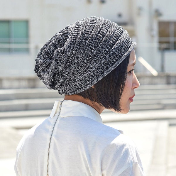 Extra Slouchy Summer Beanie Womens Baggy Knit Mens Slouch Hat Cotton Summer Beanie Made in South Korea Kpop Fashion Big Head Cap Hipster
