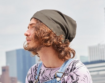 Gorro extragrande para hombre y mujer, estilo hipster, 100% algodón, gorro largo reversible para verano, ideal para todas las estaciones, gorro holgado unisex del revés.