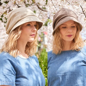 Organic Damen Sommerhut, 100% Bio-Baumwolle, Glockenhut, Newsboy, Hut mit breiter Krempe , Sonnenhut, koreanische Mode, Chemo-Kopfbedeckung