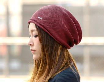 100% Seide, Schlapphut, Chemo Kopfbedeckung, Slouchy Beanie, Techwear Cyberpunk Kleidung, Sommer Beanie, Koreanische Mode, Männer Frauen Hut