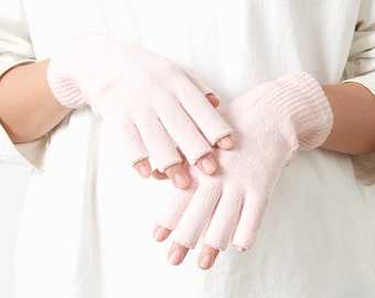 Goblincore Fingerless Gloves, Silk Arm Warmers Womens, Ribbed Hand Warmer for Men and Women, Warm Fall Winter Knit Gloves, Korean Fashion