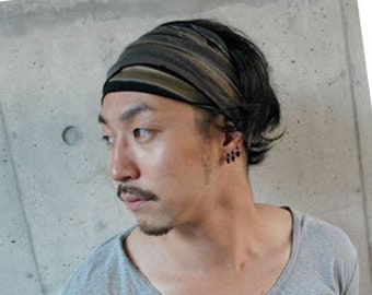 Bandana elástica negra para hombre, diadema japonesa, envoltura para rastas  de cabeza de pelo largo para mujer JM