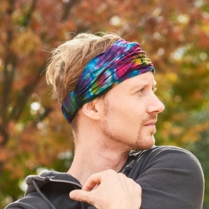 Hippy Bandana, 60s Headband, Retro Headband Hippie Costume, Tie Dye Headband, Yoga Headband, Womens, Mens Headband, Mens Bandana, Rave Wear image 1