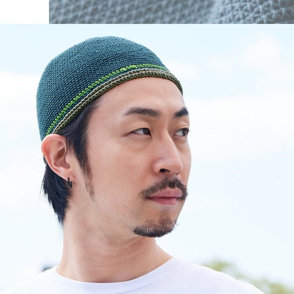 100% Cotton Mens Beanie, Kufi Hat for Men, Hand Made, Kufi Hat, Tight Beanie, JAPANESE Design, Middle Eastern, Islamic Prayer Hat Stretchy