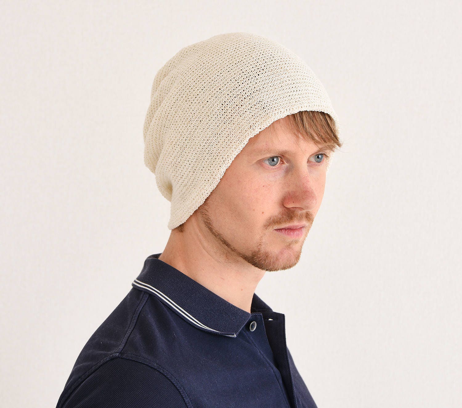 Lightweight Mesh Beanie - Slouchy Baggy Summer Hat for Men Women CHARM Linen Beanie Hat: Men main image 2