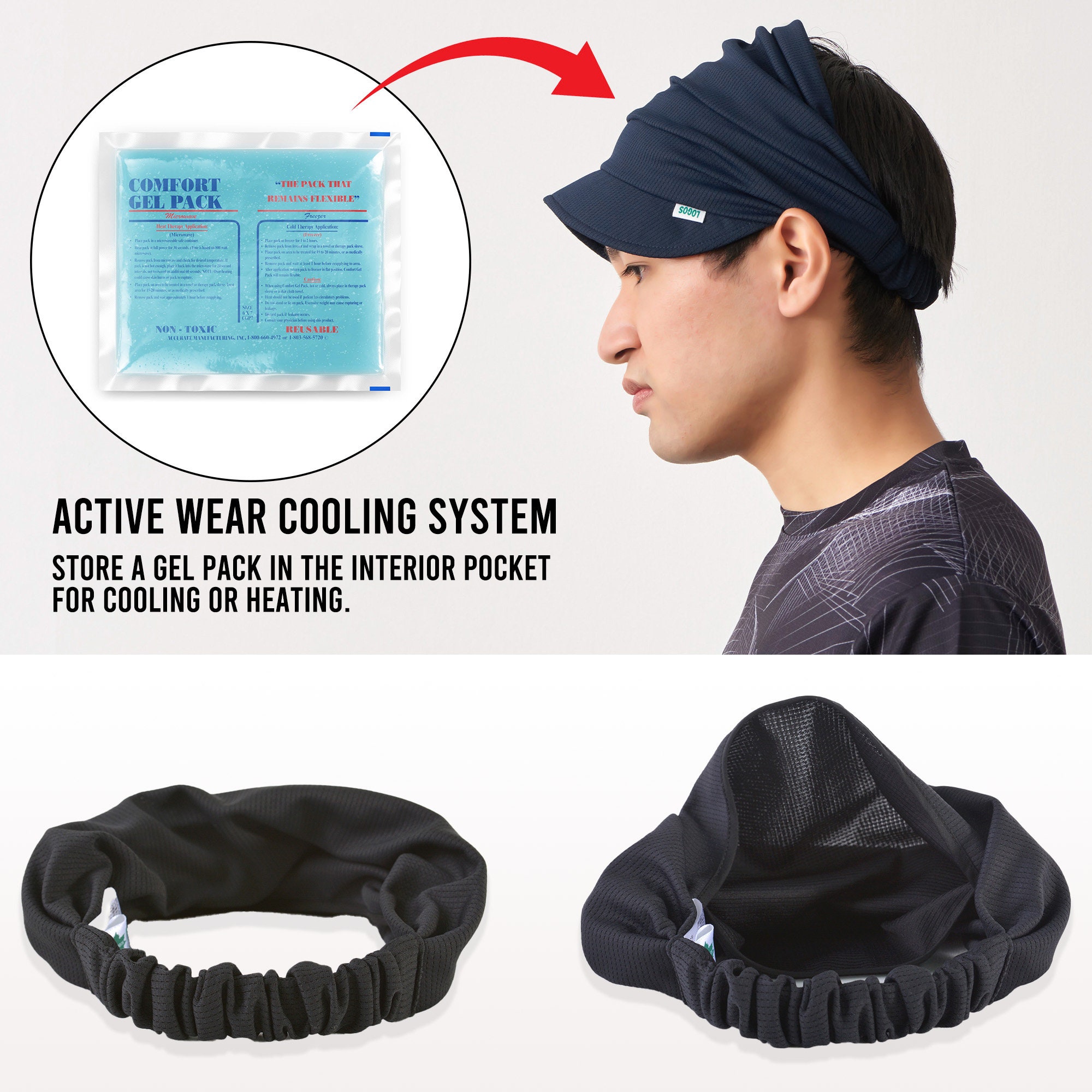 Ice Pack Sports Visor, Womens Cooling Sun Hat, Mens Athletic Wide